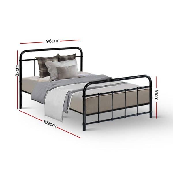 Artiss Bed Frame Metal Frames LEO - Single (Black) - Image 2