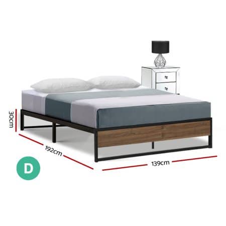 Artiss Bed Frame Metal Frame Bed Base OSLO - Double - Image 2