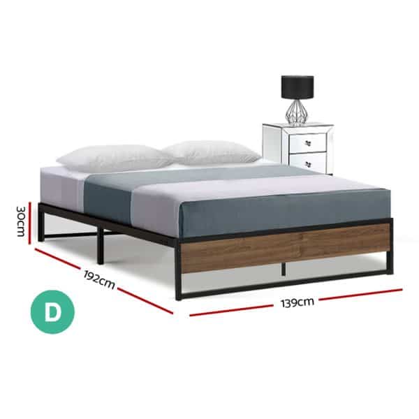 Artiss Bed Frame Metal Frame Bed Base OSLO - Double - Image 2