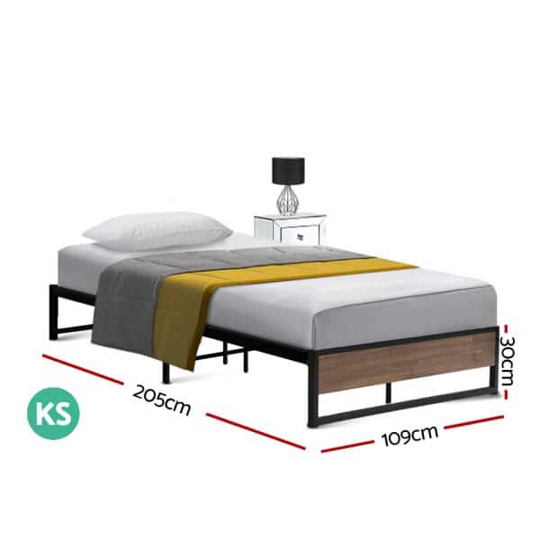 Artiss Bed Frame Metal Frame Bed Base OSLO - King Single - Image 2