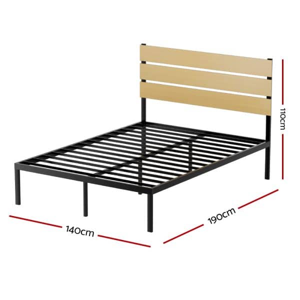 Artiss Bed Frame Double Size Metal Base Mattress Platform Foundation Black PAULA - Image 2