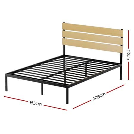 Artiss Bed Frame Queen Size Metal Base Mattress Platform Foundation Black PAULA - Image 2