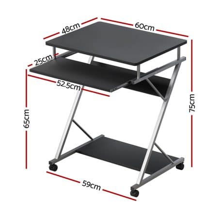 Artiss Computer Desk Keyboard Tray Shelf Black 60CM - Image 2