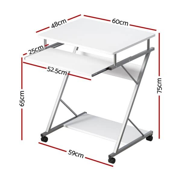 Artiss Computer Desk Keyboard Tray Shelf White 60CM - Image 2