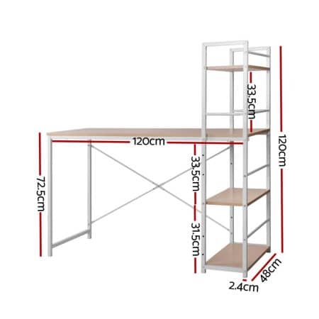 Artiss Computer Desk Shelf Oak 120CM - Image 2