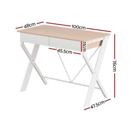 Artiss Computer Desk Drawer Oak 100CM - Image 2