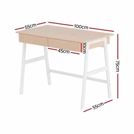 Artiss Computer Desk Drawer Cabinet Oak 100CM - Image 2
