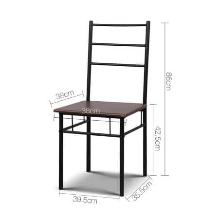 Artiss Dining Table And Chairs Set fo 3 Walnut - Image 2