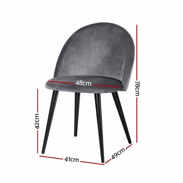 Artiss Dining Chairs Set of 2 Velvet Solid Curved Dark Grey - Image 2