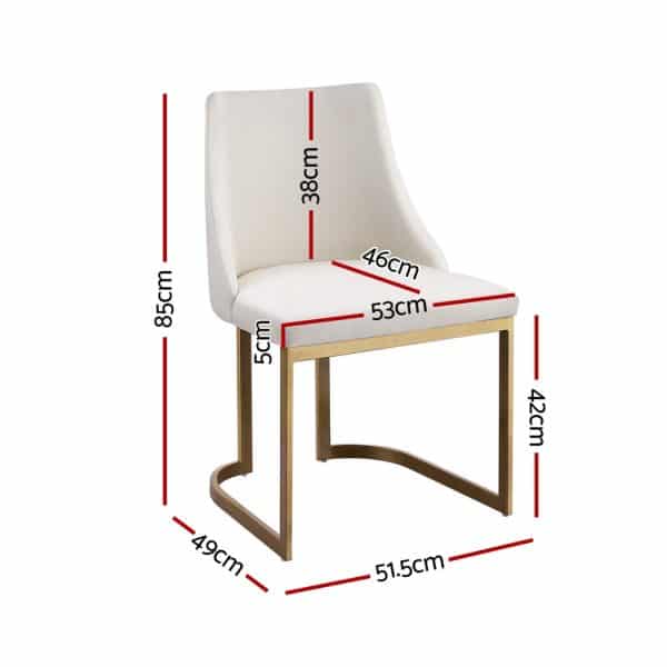 Artiss Dining Chairs Set of 2 Linen Fabric Frame Beige - Image 2