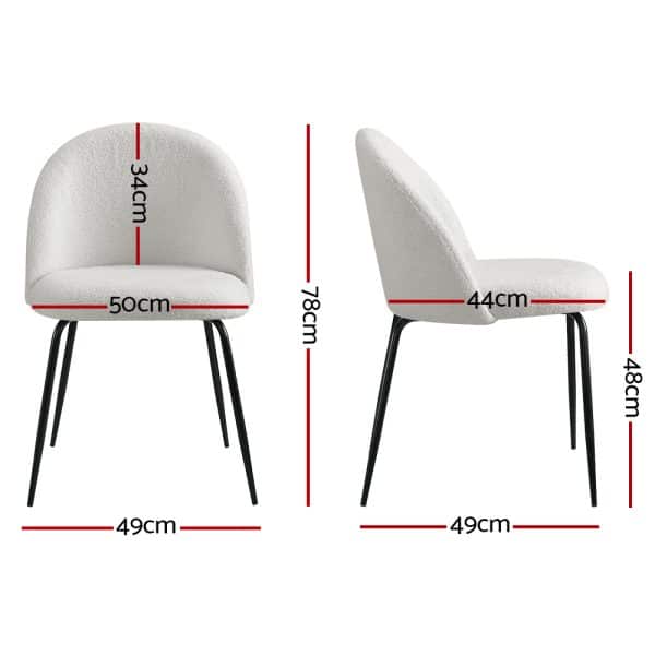 Artiss Dining Chairs Set of 2 Sherpa Boucle White - Image 2