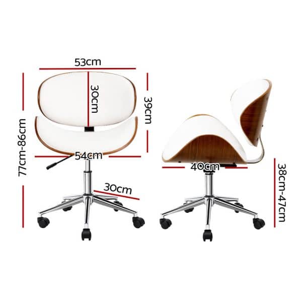 Artiss Wooden Office Chair Leather Seat White - Image 2