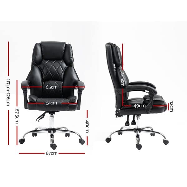 Artiss Executive Office Chair Leather Recliner Black - Image 2