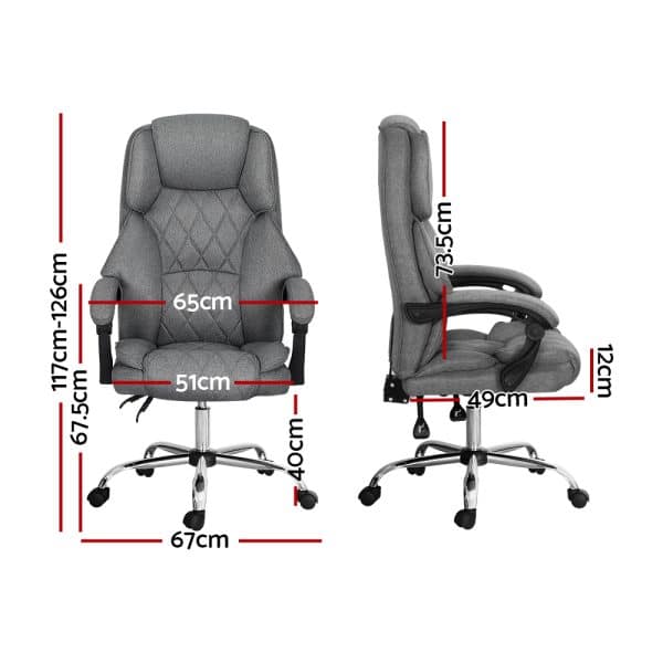 Artiss Executive Office Chair Recliner Grey - Image 2