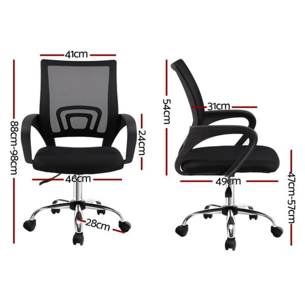 Artiss Mesh Office Chair Mid Back Black - Image 2