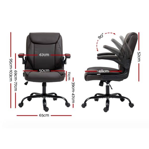 Artiss Executive Office Chair Mid Back Ash Black - Image 2