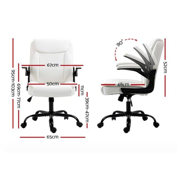 Artiss Executive Office Chair Mid Back White - Image 2