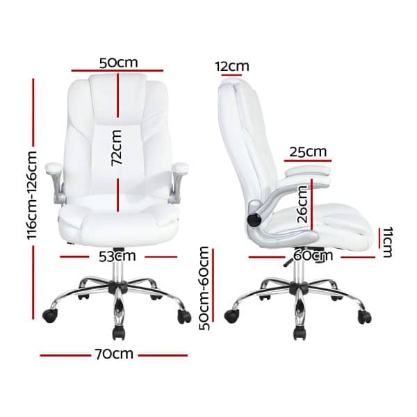 Artiss Executive Office Chair Leather Tilt White - Image 2