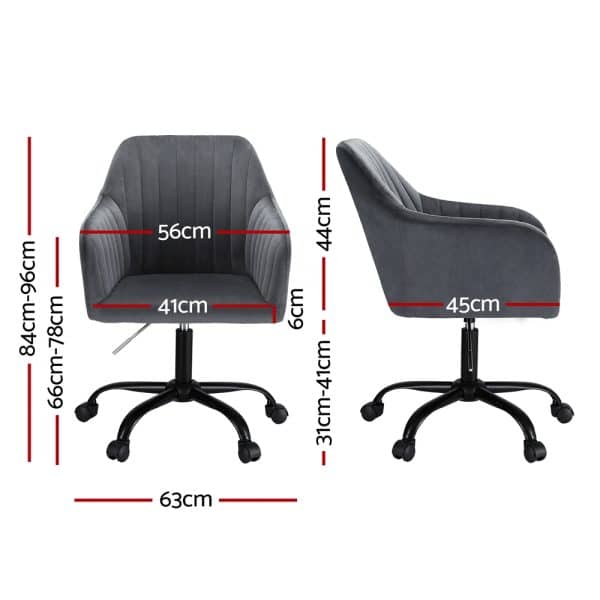 Artiss Office Chair Velvet Seat Dark Grey - Image 2