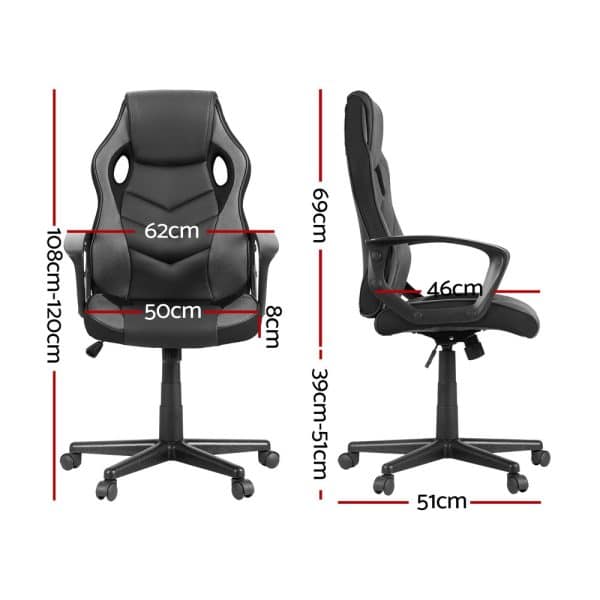 Artiss Gaming Office Chair Computer Chairs Grey - Image 2