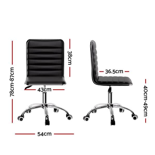 Artiss Office Chair Conference Chairs PU Leather Low Back Black - Image 2
