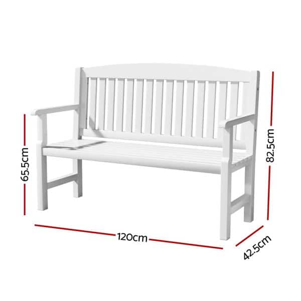 Gardeon Outdoor Garden Bench Wooden 2 Seater Lounge Chair Patio Furniture White - Image 2