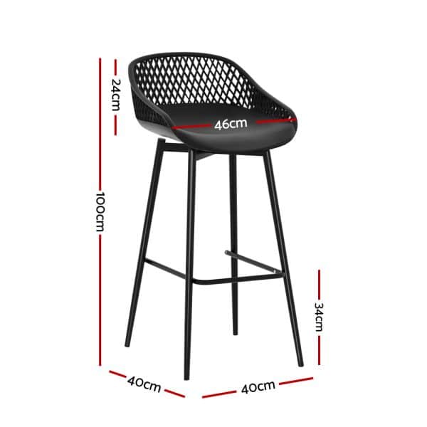 Gardeon 4-Piece Outdoor Bar Stools Plastic Metal Dining Chair Balcony - Image 2
