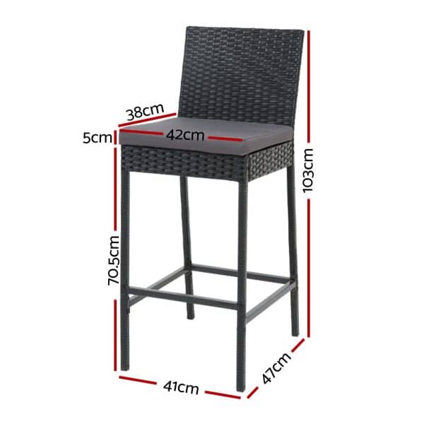 Gardeon 4-Piece Outdoor Bar Stools Dining Chair Bar Stools Rattan Furniture - Image 2