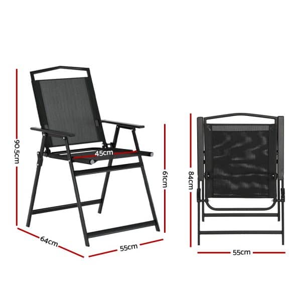 Gardeon Outdoor Chairs Portable Folding Camping Chair Steel Patio Furniture - Image 2