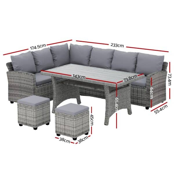 Gardeon Outdoor Dining Set Wicker Table Chairs Setting 8 Seater - Image 2