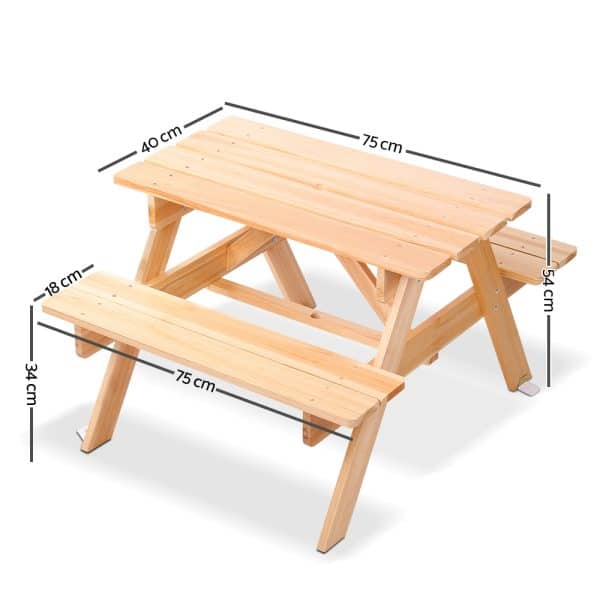 Keezi Kids Outdoor Table and Chairs Picnic Bench Set Children Wooden - Image 2