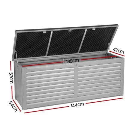 Gardeon Outdoor Storage Box 390L Container Lockable Garden Bench Tools Toy Shed Black - Image 2