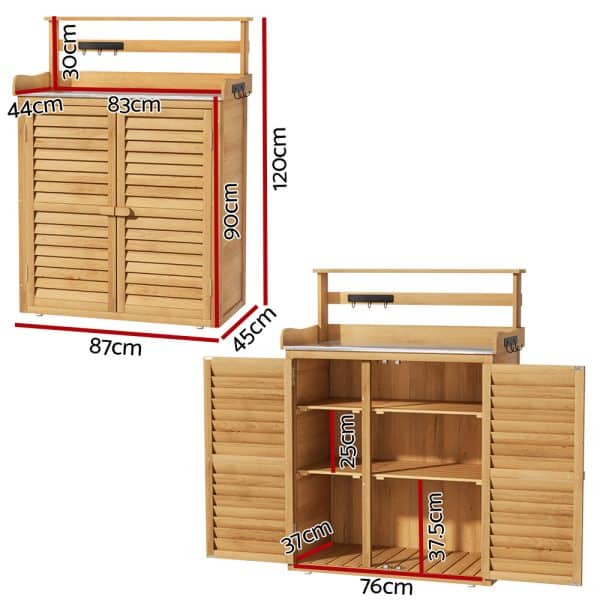 Gardeon Outdoor Storage Cabinet Box Potting Bench Table Shelf Chest Garden Shed - Image 2