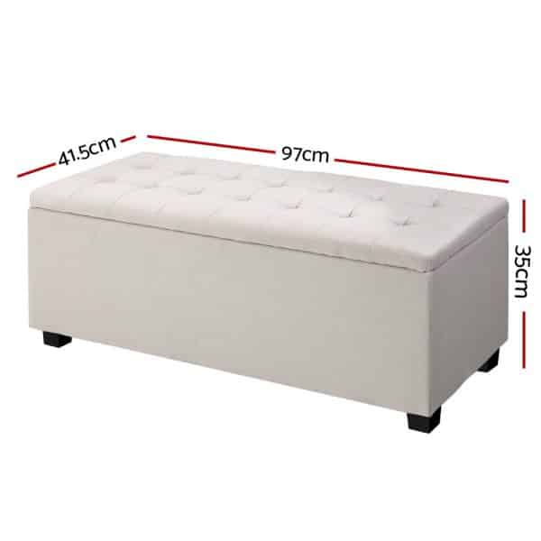 Artiss Storage Ottoman Blanket Box 97cm Linen Beige - Image 2