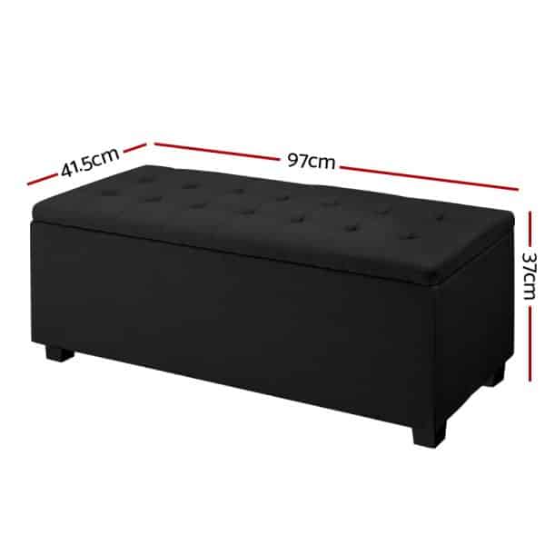 Artiss Storage Ottoman Blanket Box 97cm Linen Black - Image 2