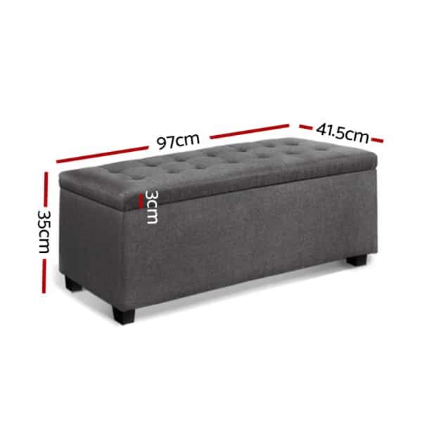 Artiss Storage Ottoman Blanket Box 97cm Linen Grey - Image 2