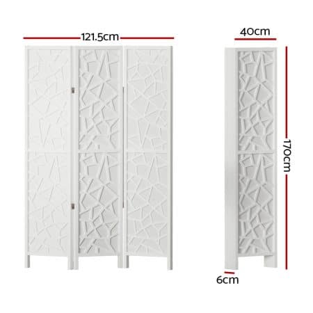 Artiss 3 Panel Room Divider Screen 122x170cm Clover White - Image 2