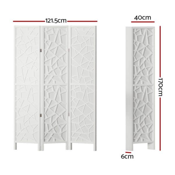 Artiss 3 Panel Room Divider Screen 122x170cm Clover White - Image 2