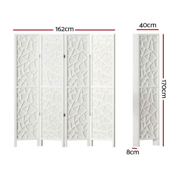 Artiss 4 Panel Room Divider Screen 162x170cm Clover White - Image 2