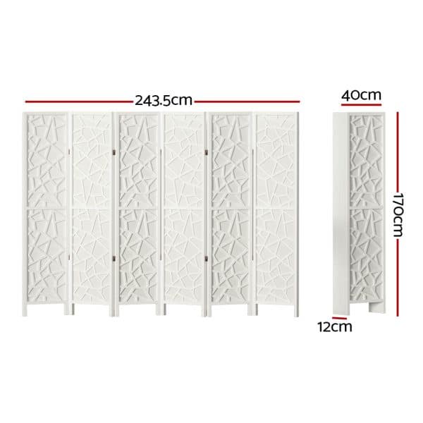 Artiss 6 Panel Room Divider Screen 244x170cm Clover White - Image 2