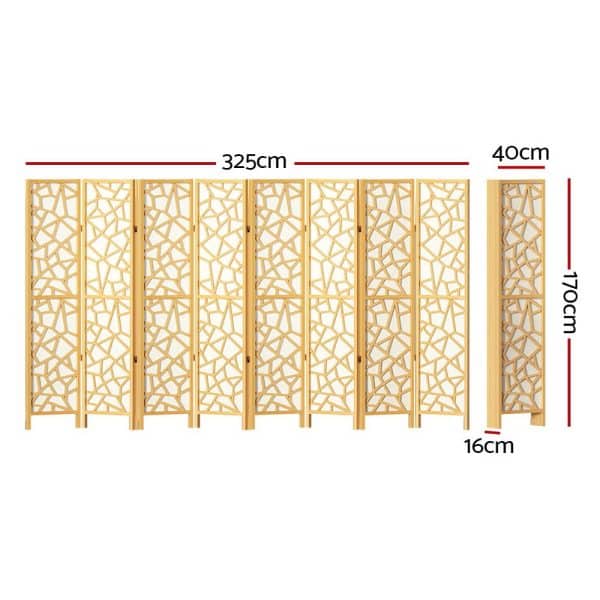 Artiss 8 Panel Room Divider Screen 325x170cm Clover Natural - Image 2