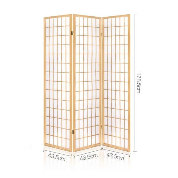 Artiss 3 Panel Room Divider Screen 131x179cm Natural - Image 2