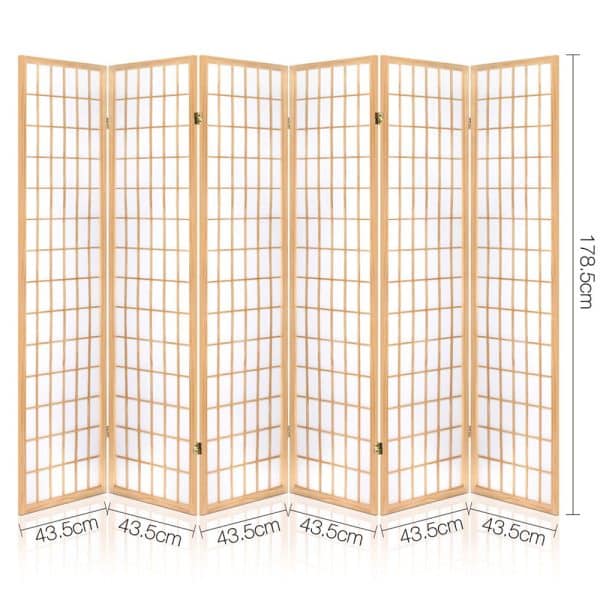 Artiss 6 Panel Room Divider Screen 261x179cm Natural - Image 2