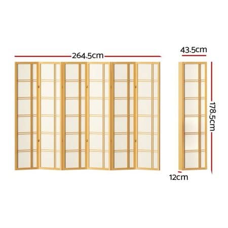 Artiss 6 Panel Room Divider Screen 265x179cm Nova Natural - Image 2