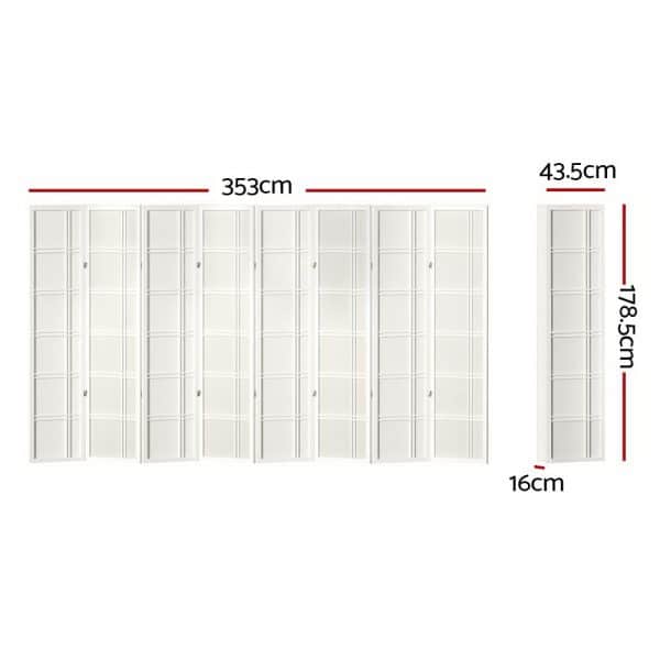 Artiss 8 Panel Room Divider Screen 353x179cm Nova White - Image 2