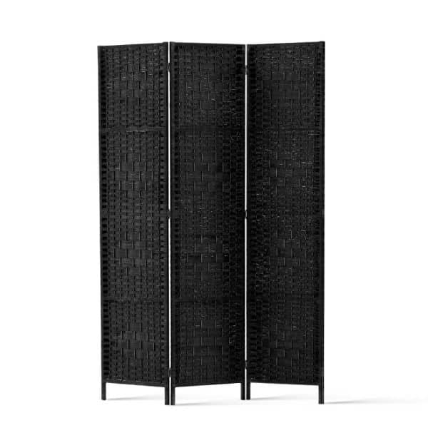 Artiss 3 Panel Room Divider Screen 123x170cm Woven Black