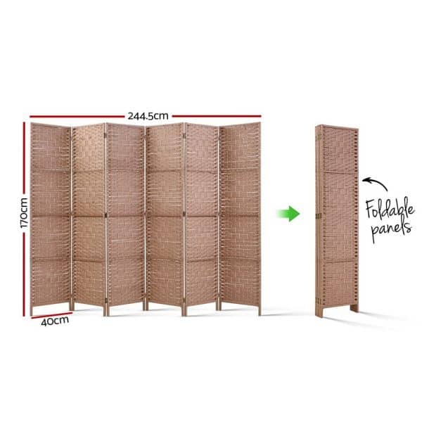 Artiss 6 Panel Room Divider Screen 245x170cm Woven Natural - Image 2