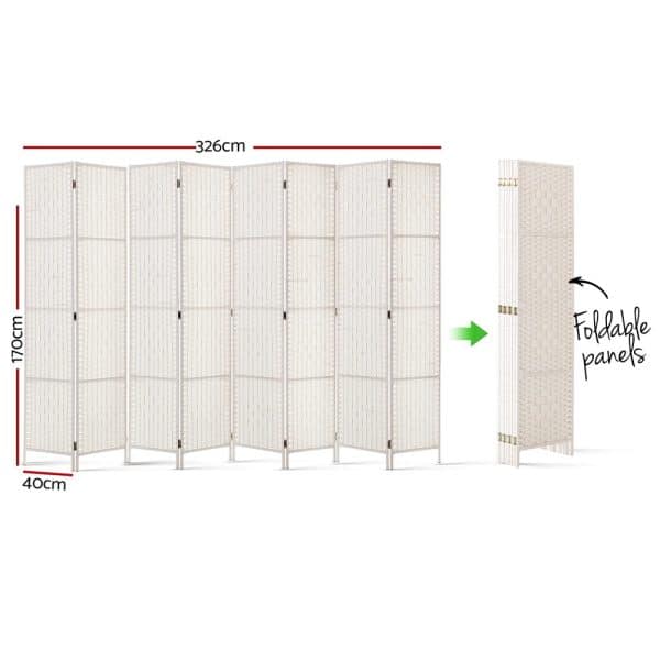 Artiss 8 Panel Room Divider Screen 326x170cm Woven White - Image 2