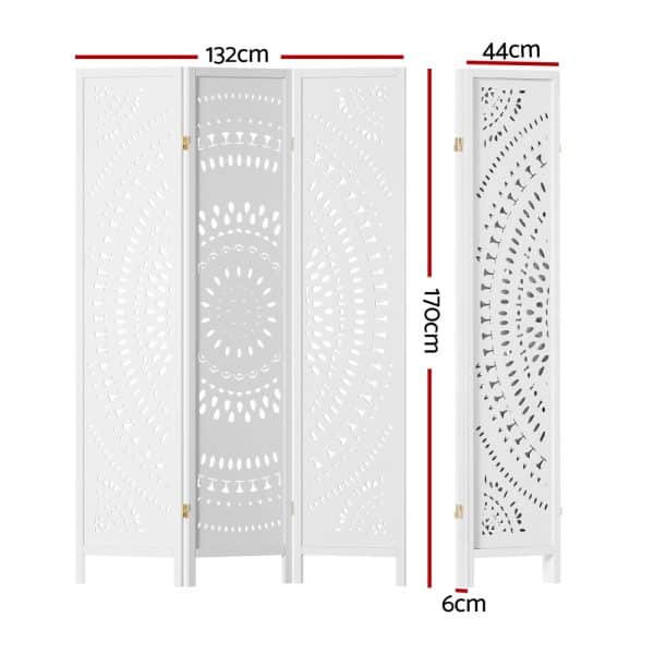 Artiss 3 Panel Room Divider Screen 132x170cm Circle White - Image 2