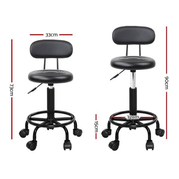 Artiss Salon Stool Swivel Chair Backrest - Image 2